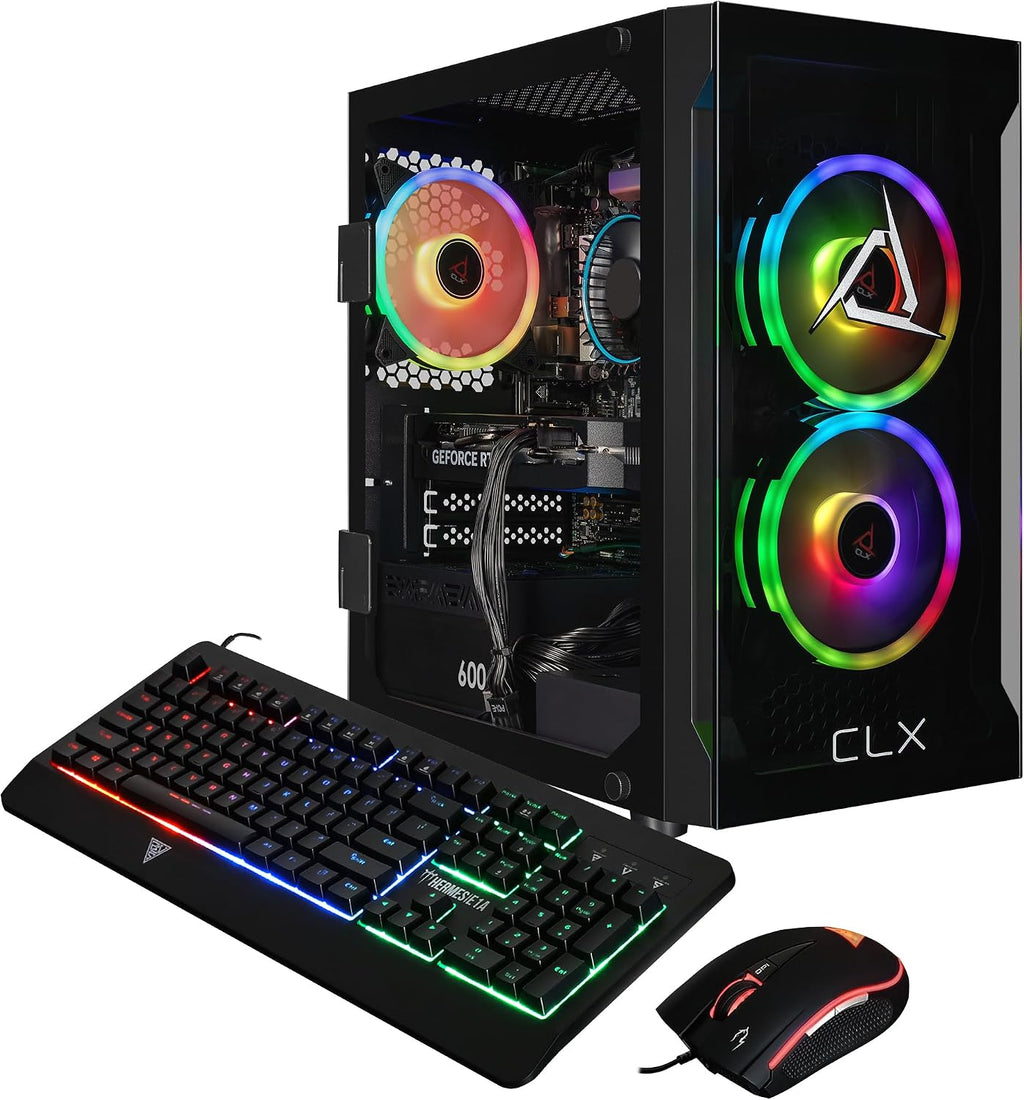 CLX Set Gaming PC - Intel Core i5 14400F 2.5GHz, GeForce RTX 5060, 2TB NVMe M.2 SSD, 32GB DDR5 RGB Memory, CPU air Cooler, WiFi, Windows 11 Home, Black