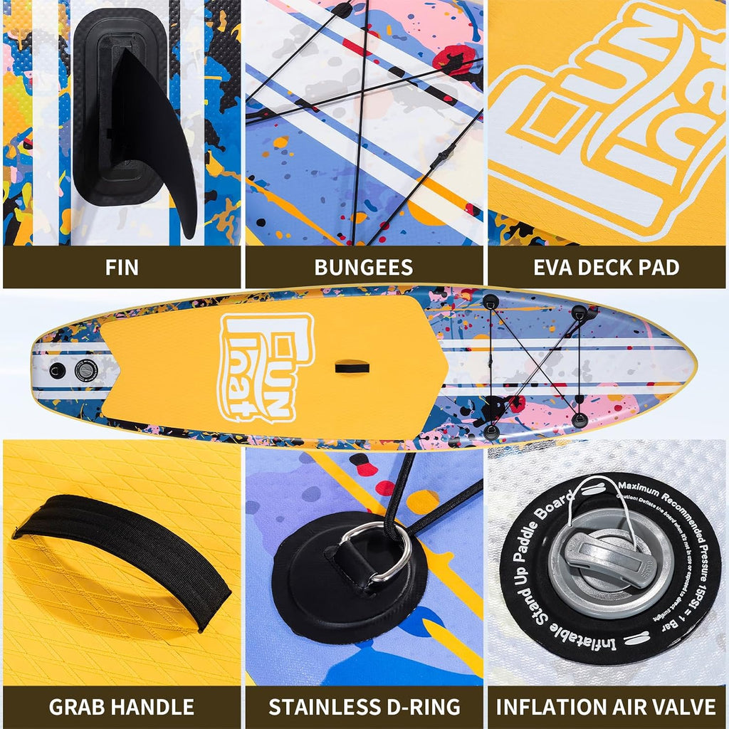 SUP, Paddle Board 11'x33 x6 Wide Inflatable Stand Up Paddle Board with Hand Pump, Leash, Adjustable Paddle for Basic Version, 100L Backpack, All-Round Sup Board