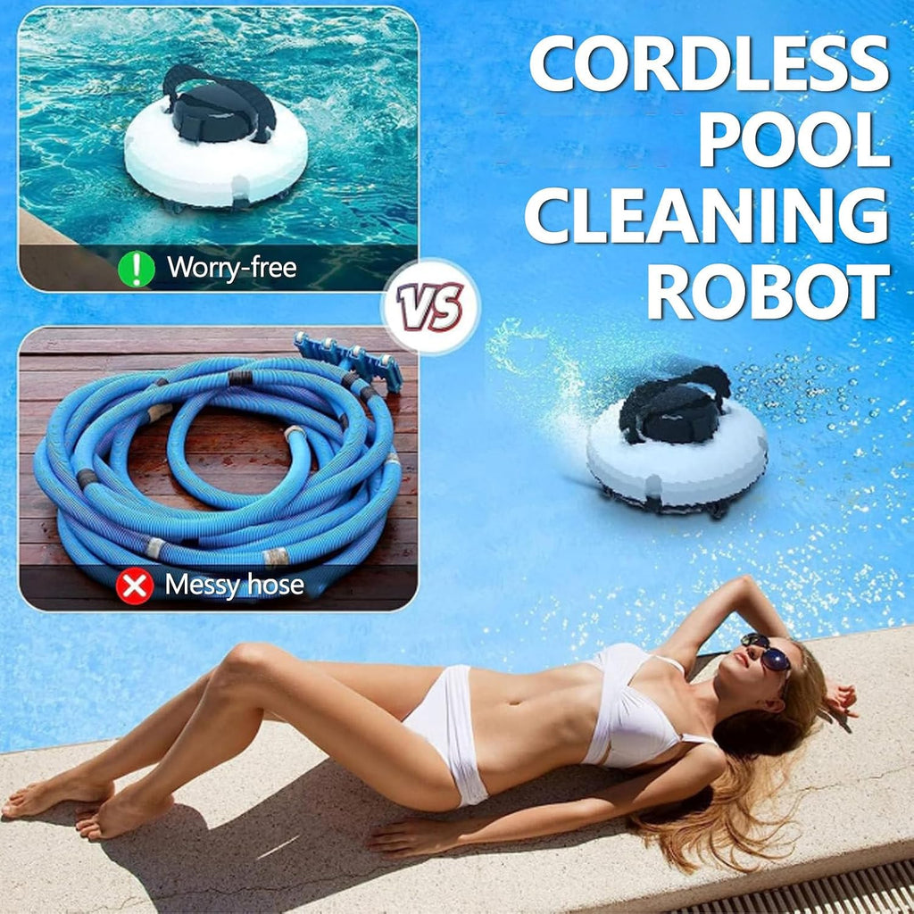 Automatic Pool Vacuum - Smart Cordless Cleaner for Above and Inground Pools - Wall Climbing Pool Cleaning Robot - Top Cleaning at Your Fingertips