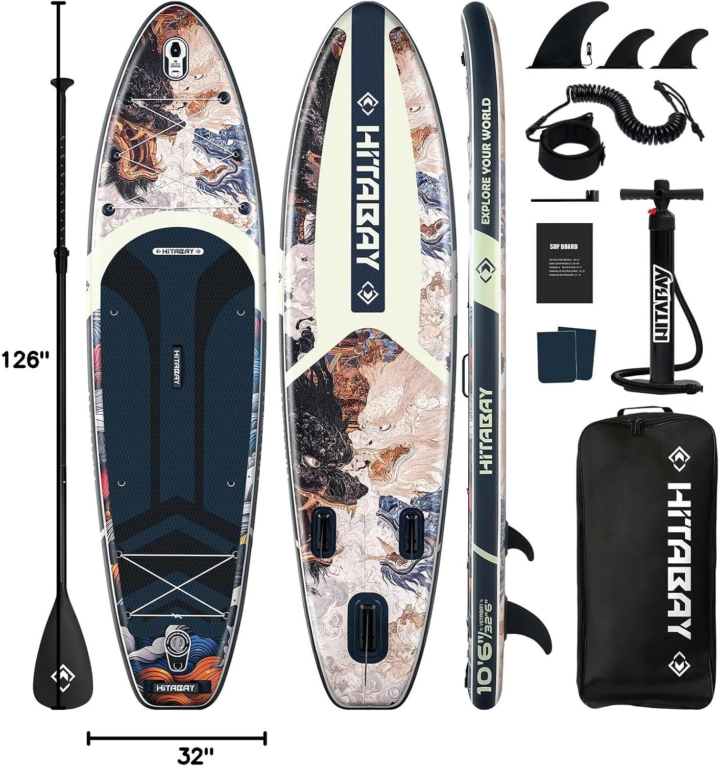 Inflatable Stand Up Paddle Board 10'6' All-Around SUP Kit - Lightweight (16 lbs), Stable & Durable, Camera Mount & Complete Accessories - SUP Board for Beginners & All Skill Levels