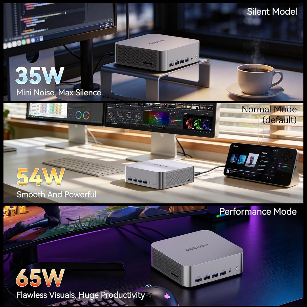 GEEKOM GT13 MAX Powerful AI Mini PC, with Intel 14th Core Ultra 9 185H |16GB RAM＆1TB NVMe SSD|Intel Arc Graphics|2.5G LAN|WiFi 7 |8K Video Editing|Windows 11 Pro|3-Year Warranty|SD Solt