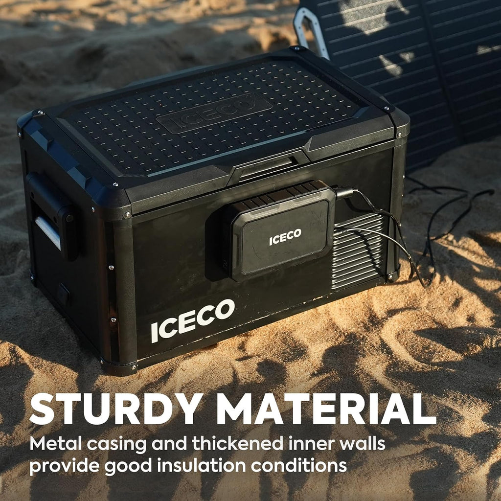 ICECO VL45ProS 12V Refrigerator, 45L Portable Freezer with SECOP Compressor, Iron Cabinet Shell Car Refrigerator with Multi-directional Lid, 0-50℉, AC&DC, For Outdoor&Indoor|With Extension DC Cable