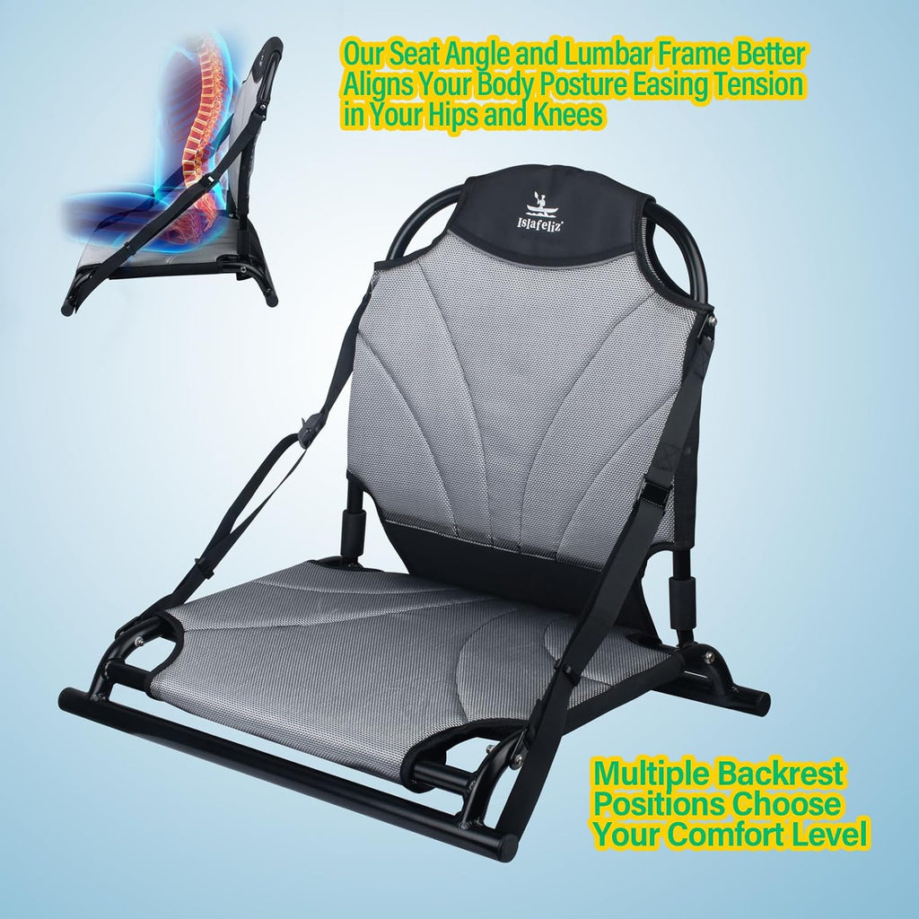 Aluminum Frame Kayak Seat Replacement – Breathable Mesh Stadium Chair for Sit-On-Top Fishing Kayaks & Canoes – High Back Support & Adjustable Straps