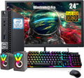 Dell OptiPlex 7060 Mini Desktop Computer with 24' FHD Monitor, RGB Speakers, Core i5-8500 3.0GHz-4.1GHz, 16GB RAM, 512GB SSD, DP Cable, RGB Keyboard, Mouse, Windows 11Pro (Renewed)