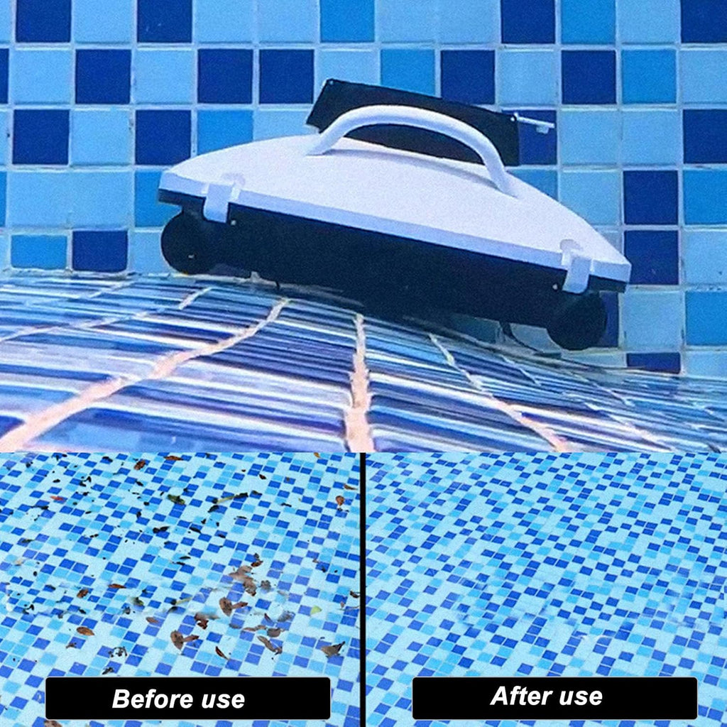 Wireless Pool Vacuum Robot - 30W, Cordless Pool Cleaning Machine with Automatic Cleaning, Strong Suction, Suitable for Flat Pools up to 914 Sqft, US Plug 110-240V, Built in 5000mAh Battery