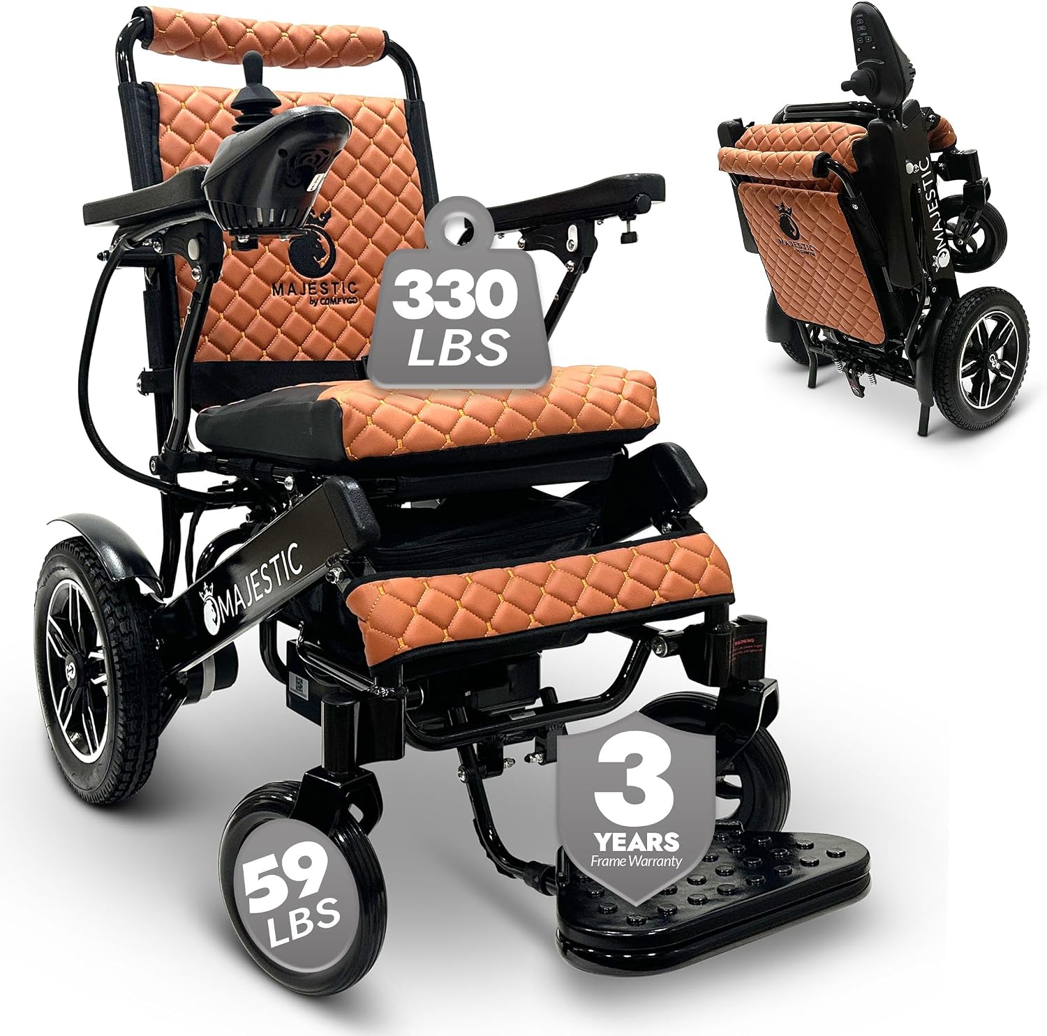 Lightweight Electric Wheelchair for Adults – Remote Controlled Foldable Power Chair – Portable Travel Mobility Aid