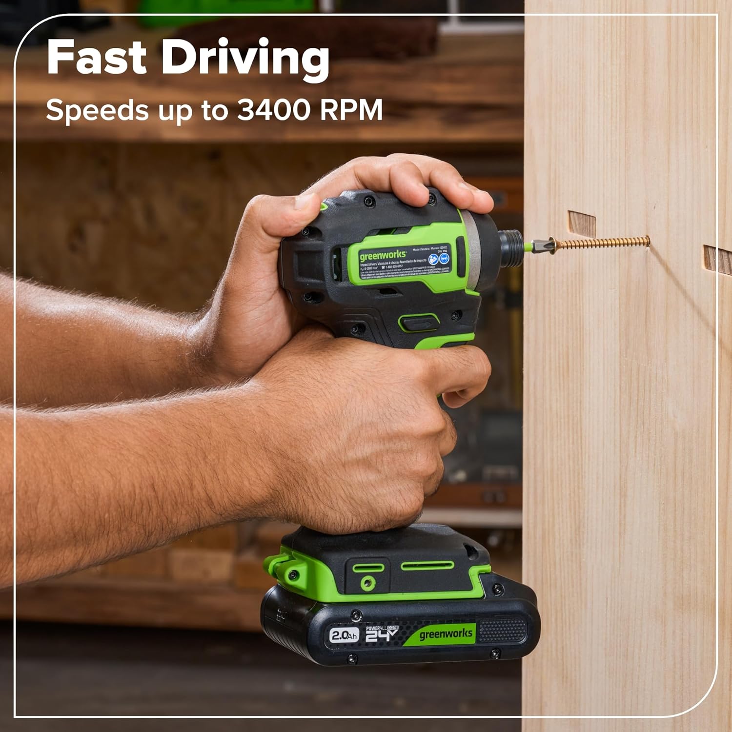 Greenworks 24V Cordless Brushless 400 in-lbs Drill/Driver+1950 in-lbs Impact Driver Combo,High Torque, Lightweight, (2) 2.0Ah USB-C Batteries(12,000mAh Power Bank) and 65W USB-C Fast Charger(3-Port)