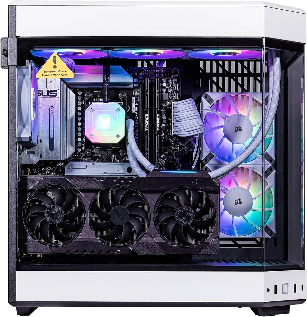 Velztorm White Praetix 3D Custom Built Y60 Gaming Desktop PC (GeForce RTX 5080 16GB (>4090), Liquid Cooled AMD Ryzen 7 9800X3D, 32GB DDR5, 2TB PCIe SSD, 1000W PSU, WiFi 7, Win 11 Pro)