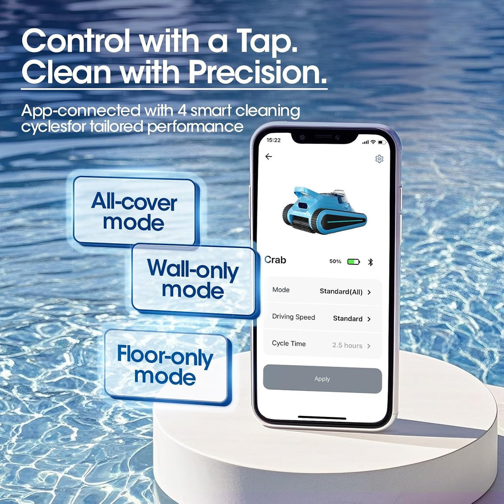 Cordless Robotic Pool Cleaner, Pool Vacuum 180W Brushless Motor, 45000Pa Suction, Wall & Waterline Climbing, Auto Path Mapping, for Pools up to 2150 Sq.Ft.