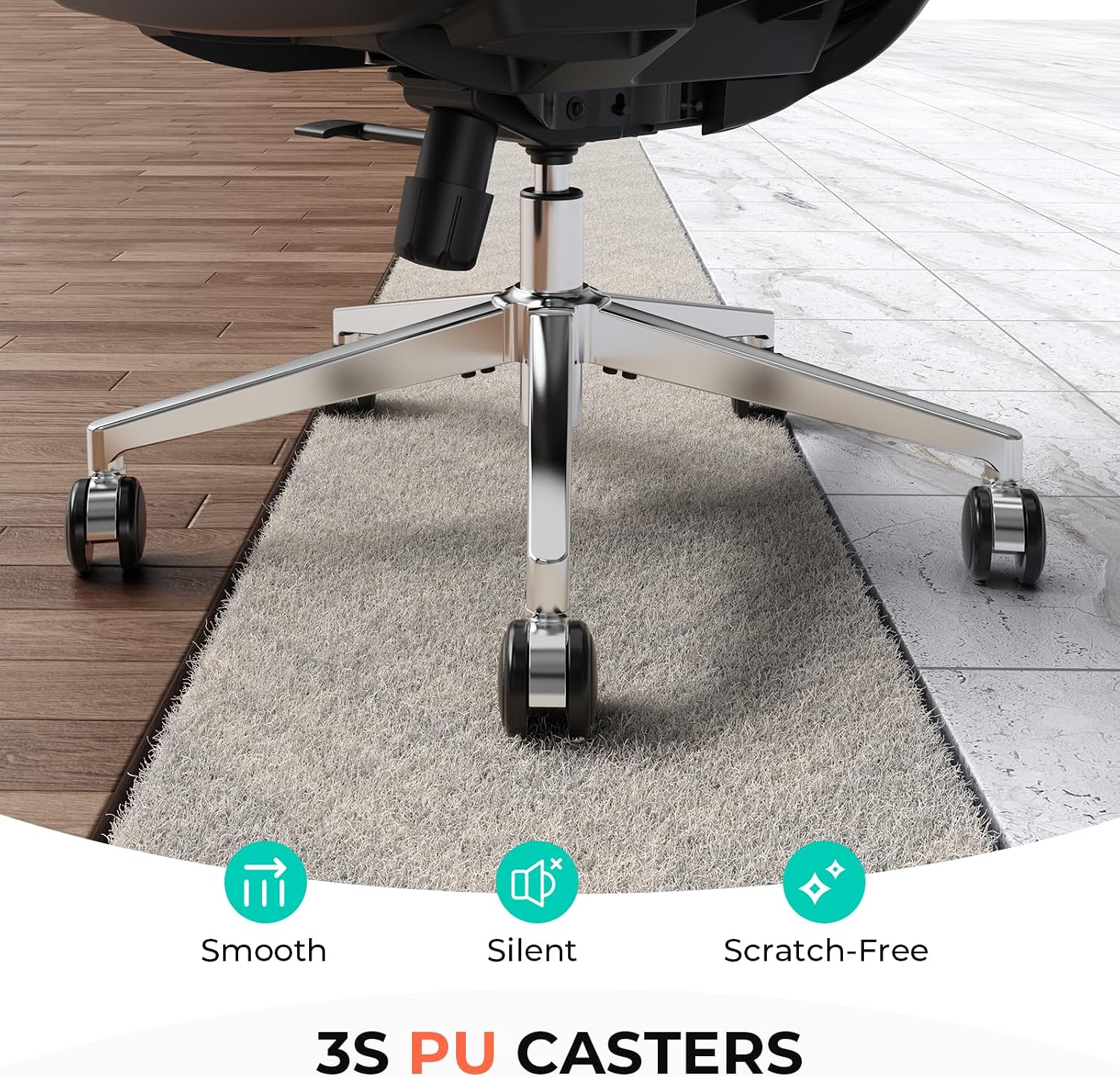 CAPOT Ergonomic Mesh Office Chair, Adjustable Lumbar High Back Desk Chair 400lbs, 4D Flip-up Arms, 3 Tilt Backrest, 3D Headrest, PU Wheels, Swivel Rolling Computer Chair for Long Desk Work - Black