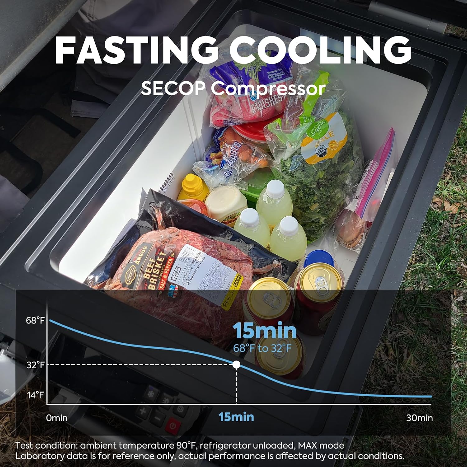 ICECO APL55 55L/58Qt Portable Refrigerator, Dual Zone 12v Refrigerator with SECOP, Removable Divider & APP Bluetooth, -4℉~68℉, Fridge Freezer for Car, Home, RV, | Silver with Magnetic Battery