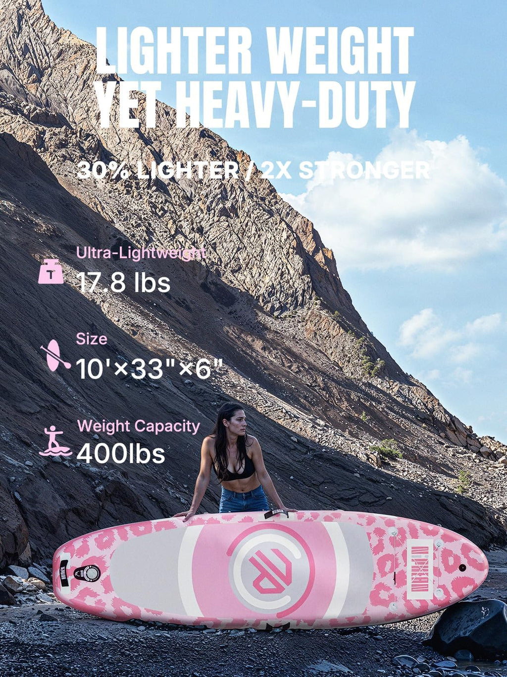 Niphean Inflatable Stand up Paddle Board with StabilTrac Fin, 400LBS Capacity & Wide EVA and Ergonomic Kayak Seats with Back Support