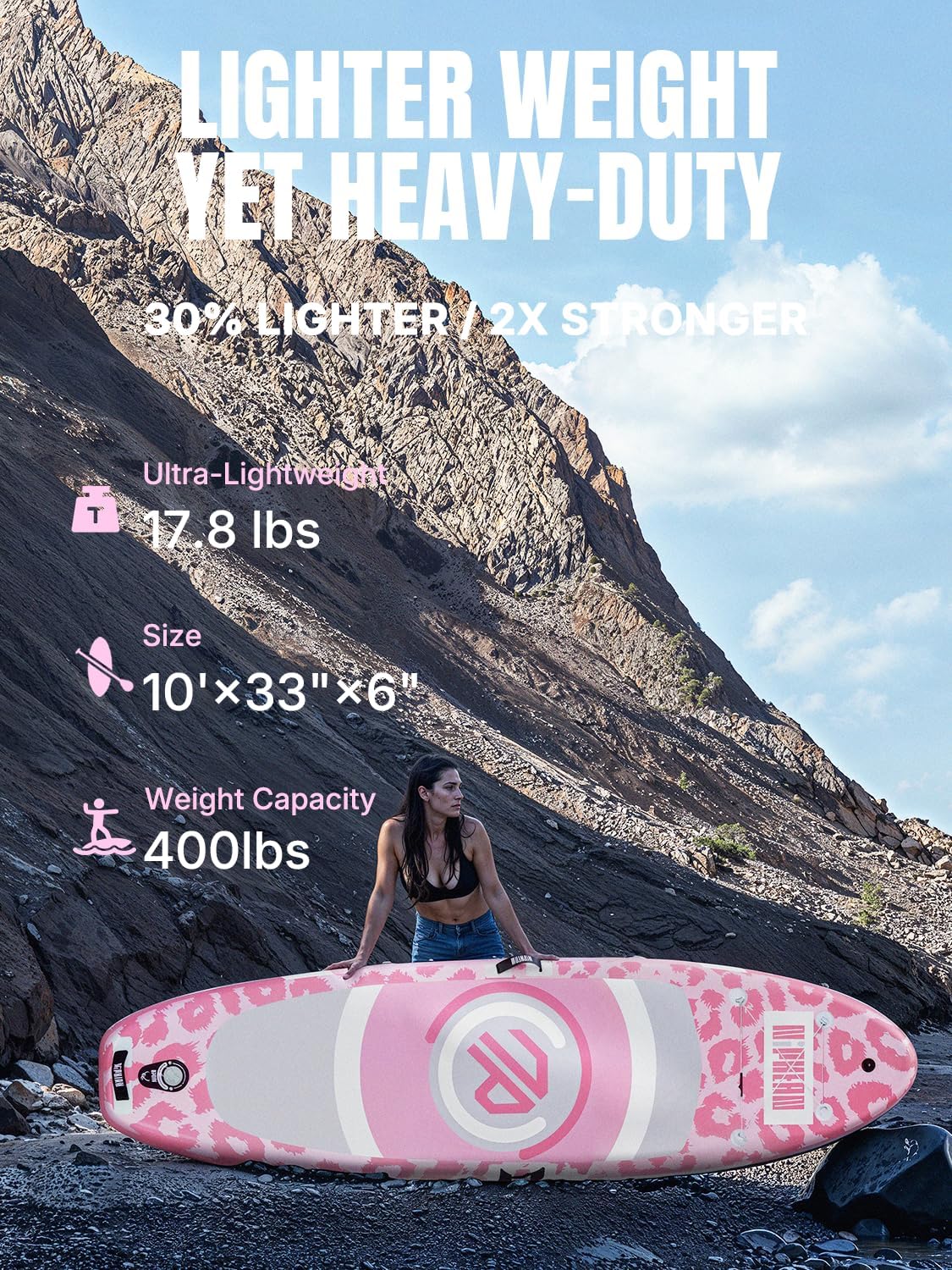Niphean Inflatable Stand up Paddle Board with StabilTrac Fin, 400LBS Capacity & Wide EVA and Ergonomic Kayak Seats with Back Support