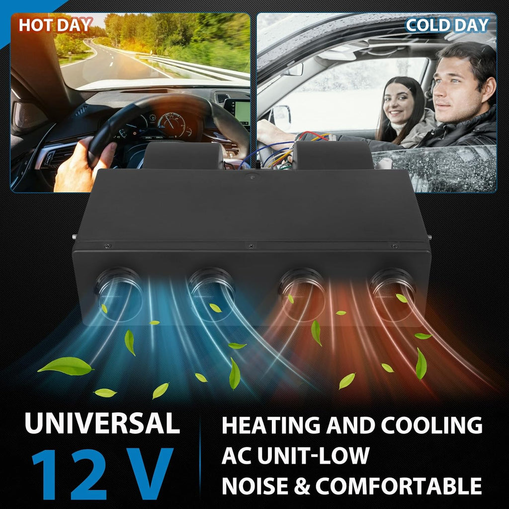 Universal 12 Volt DC Under Dash Air Conditioner Heating and Cooling 10000 BTU A/C Unit Kit, Electric Heater System with Evaporator Condenser Compressor for Classical Car Van Truck ATV Pickup Tractor
