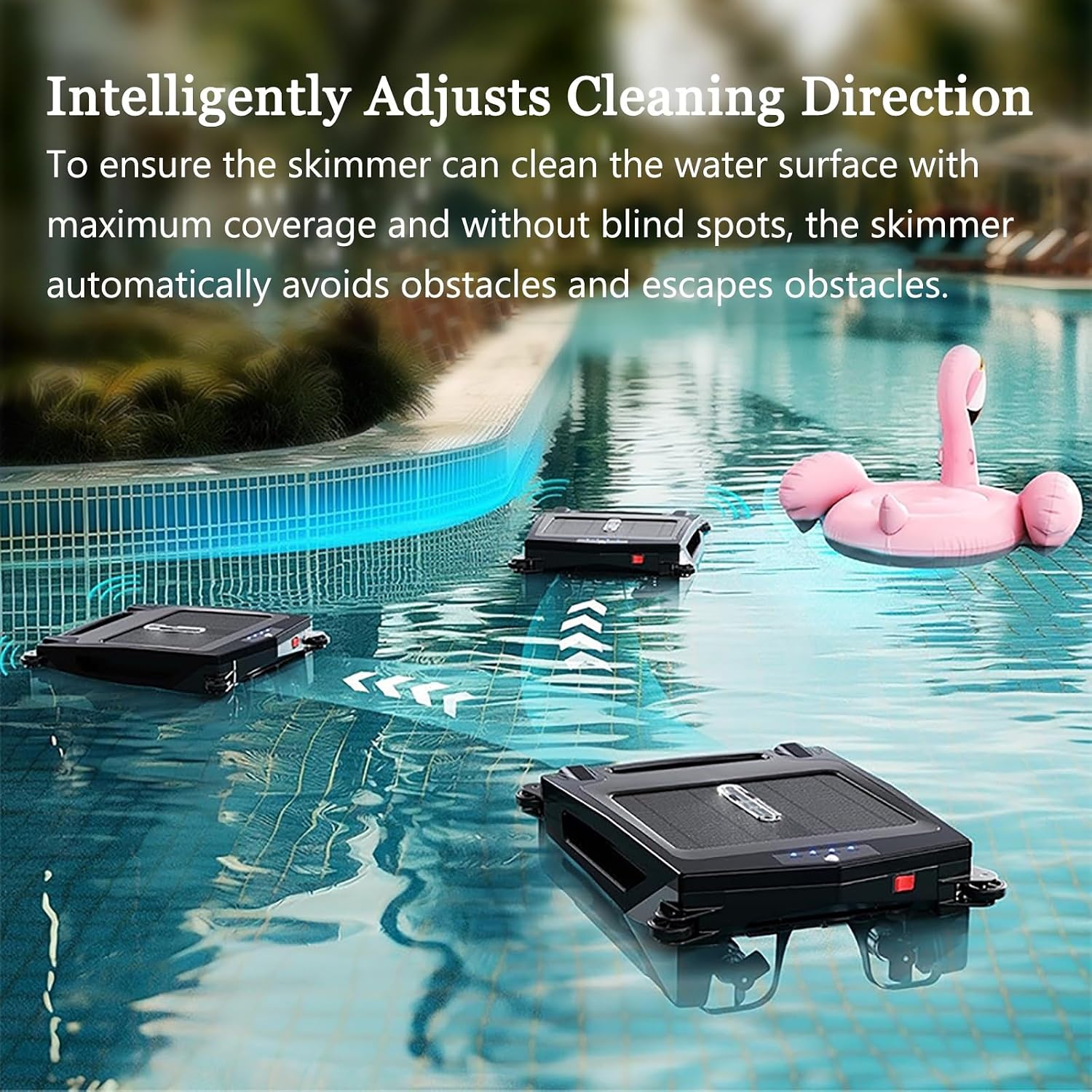 Solar Pool Skimmer, Pool Robot, Cordless Pools Vacuum, Pools Vacuum with Wall Climbing, Intelligent Route Planning, for All Types & Water Surface Cleaning
