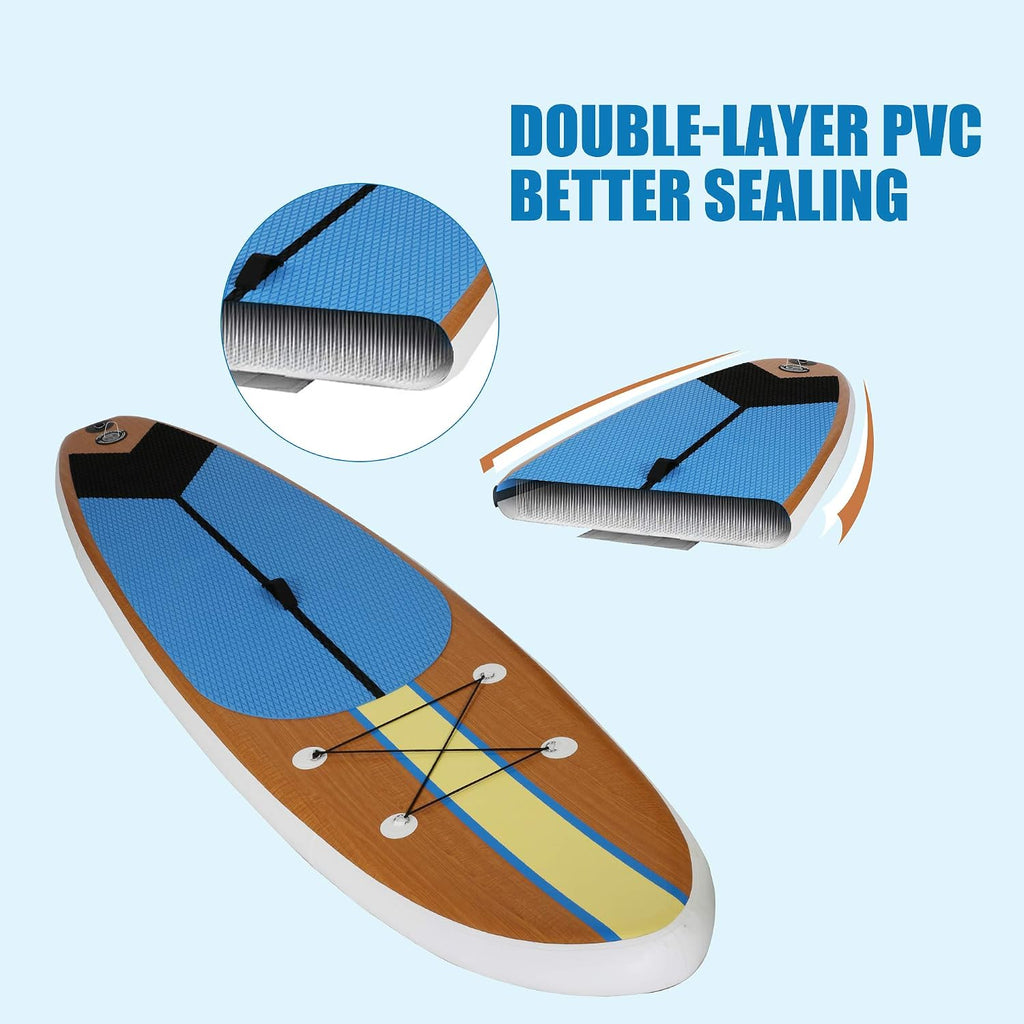 Inflatable Stand Up Paddle Board W SUP Accessories & Backpack Leash Double Action Hand Pump Repair Kit