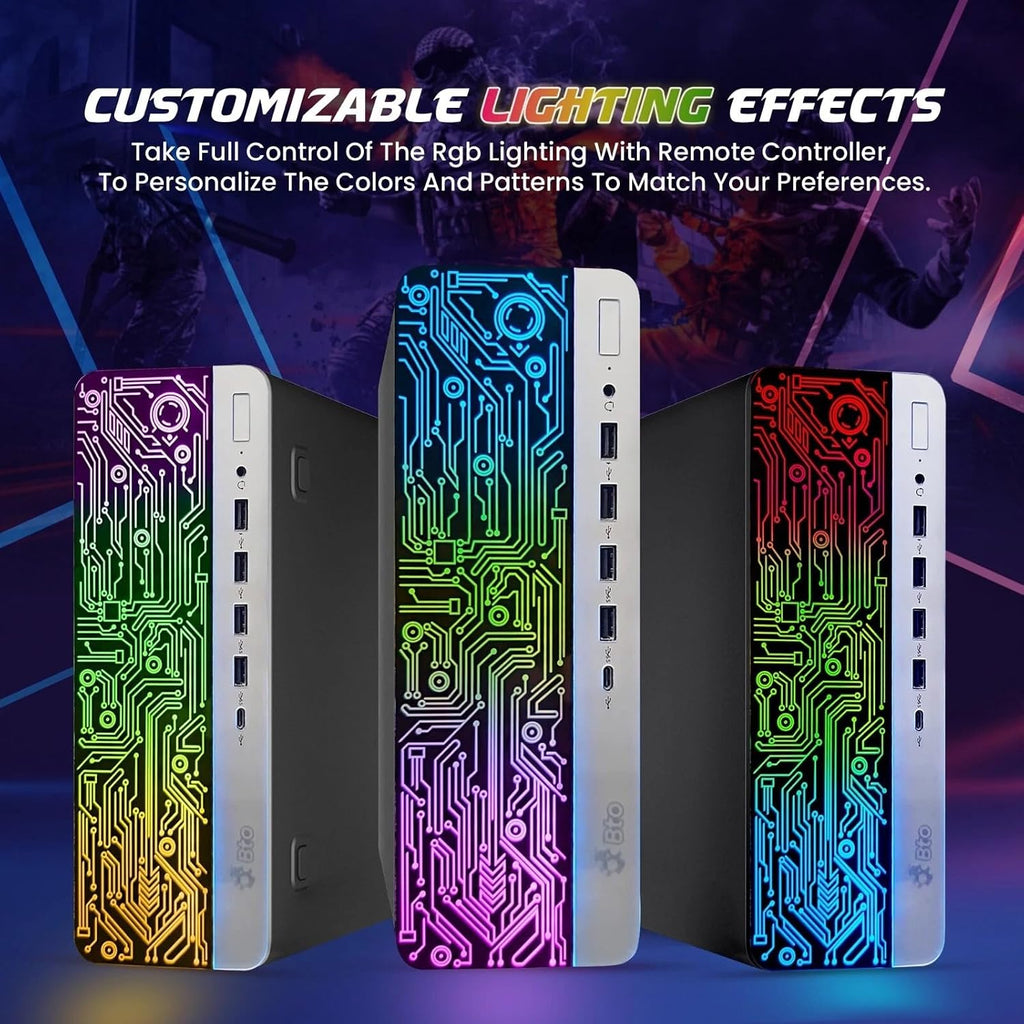 BTO RGB Gaming Desktop PC - Core i5 6th Gen - 16GB DDR4 Ram - 1TB SSD - GeForce GT 1030-24-in Monitor - RGB Keyboard & Mouse - RGB Speaker - WiFi - Windows 11 Pro (Renewed)