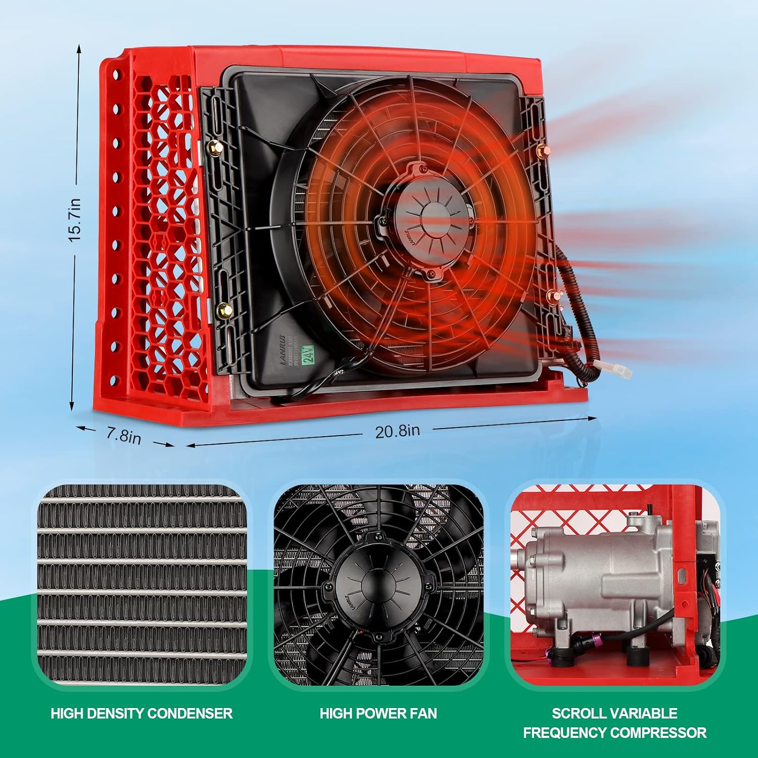 12V electric air conditioners for RVs, trucks, construction vehicles, excavators, harvesters, agricultural machinery (12V)