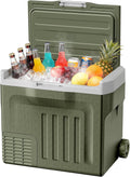 Antarctic Star 12 Volt Refrigerator 42QT(40L) Compressor Electric Cooler, Car Fridge -4℉~68℉, Portable Freezer 12V/24V DC 100-240V AC, 12V Cooler with Wheels & Handle for Travel,Camping,Truck, Green