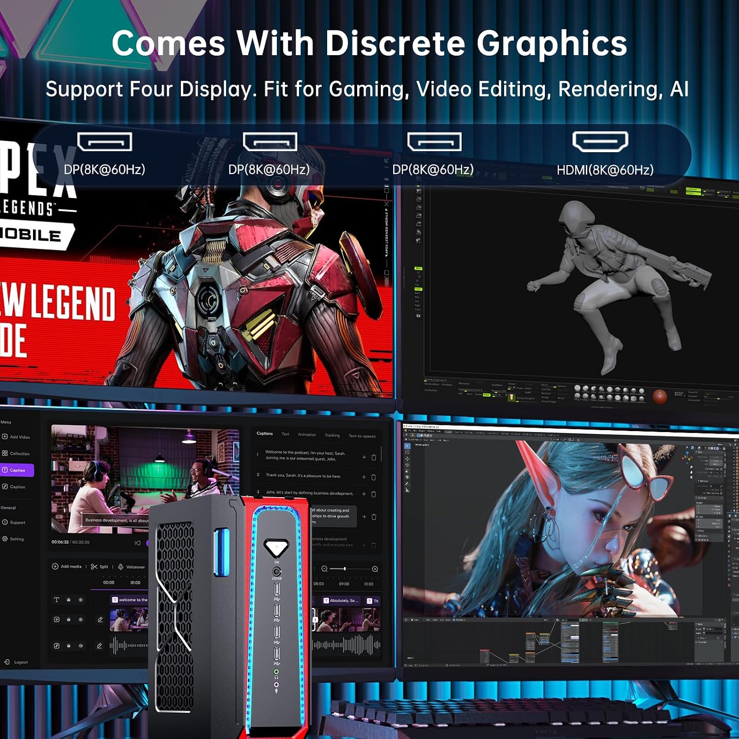 msecore Mini AI PC Liquid Cooled, 14th Gen Core i9-14900F with 64G DDR5 RAM 4T PCIE4.0 SSD Desktop Computer, RTX5070 12G, 8K, 1*HDMI, 3*DisplayPort, Optical, WiFi 6e, Windows 11 Pro