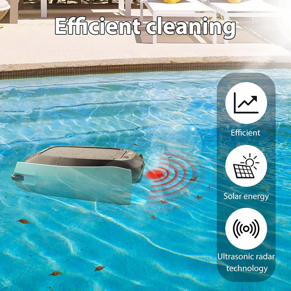 Festnight Solar Pool Skimmer Robot, Four Cleaning Modes, Auto Pool Surface Skimmer Robot, Intelligent Robot Skimmer for Top of Pool, Automatic Pool Skimmer for Top of Water, Pool Cleaning Tools