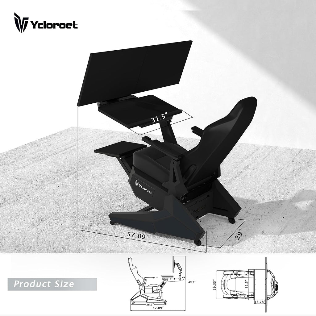 Zero-Gravity Gaming & Office Chair with Dual Monitor Arm, Mobile Reclining Workstation for Home Office and Ergonomic Gaming Setup