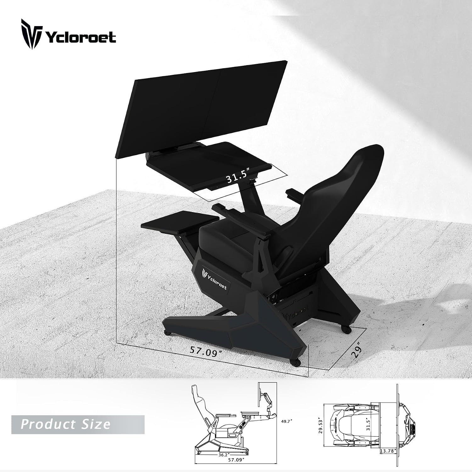 Zero-Gravity Gaming & Office Chair with Dual Monitor Arm, Mobile Reclining Workstation for Home Office and Ergonomic Gaming Setup