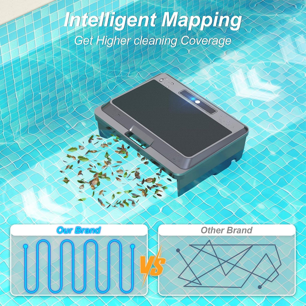 Solar Powered Pool Skimmer Fully Automatic Smart Water Surface Cleaning Robot 12-Hour Battery Life Obstacle Avoidance Durable Dual Comprehensive Cleaning
