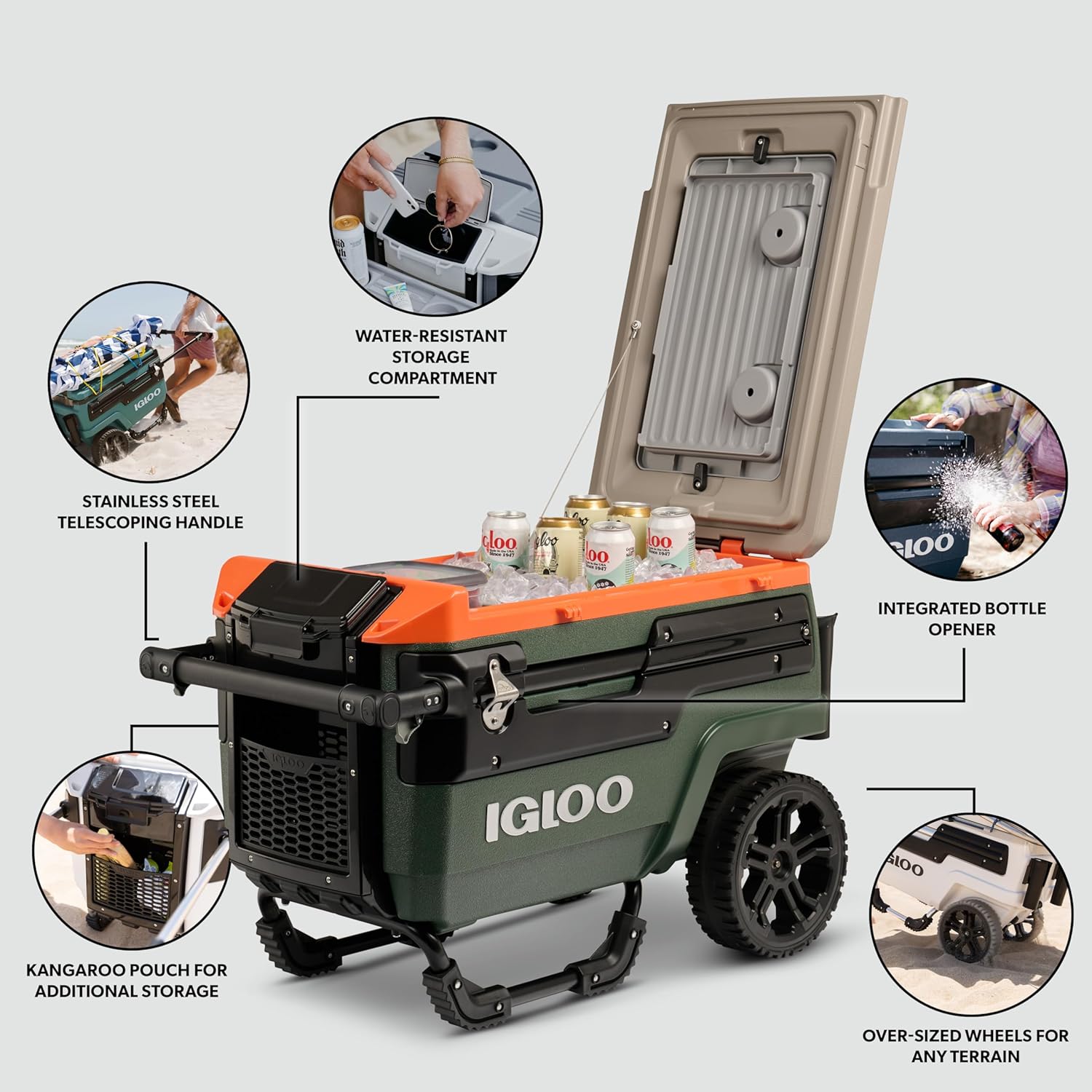 Igloo Trailmate Journey 70Qt Wheeled Cooler | Insulated Hard Shell Ice Chest