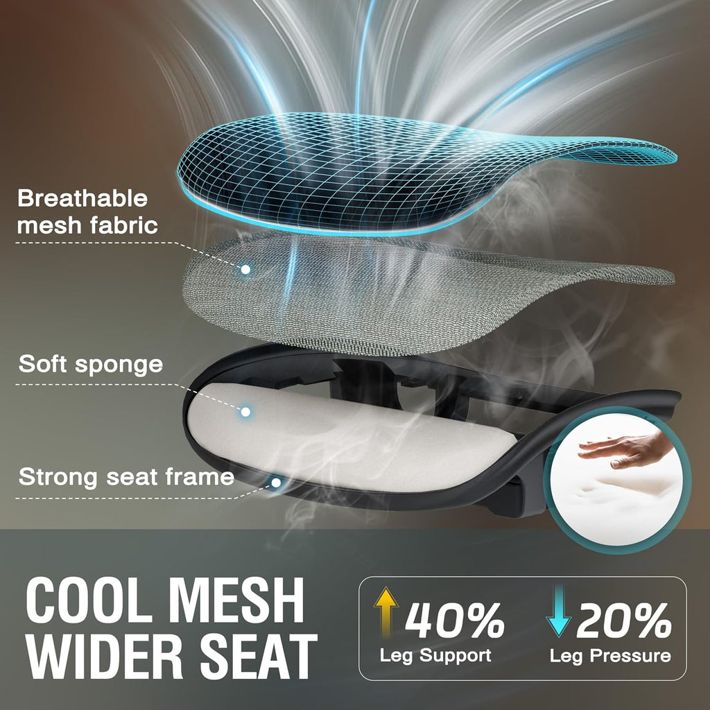 ELABEST Mesh Office Chair,Ergonomic Computer Desk Chair,Sturdy Task Chair- Adjustable Lumbar Support & Armrests,Tilt Function,Comfort Wide Seat,Swivel Home Office Chair (Dusty Sage)
