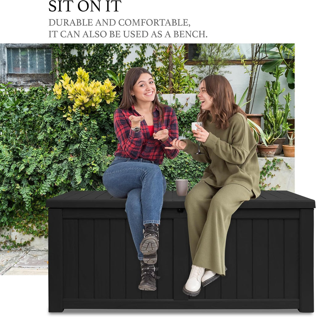 Heavy Duty Storage Box,180 Gallon Black Outdoor Storage Box is Made of Resin for Outdoor, Patio or Indoor Use.