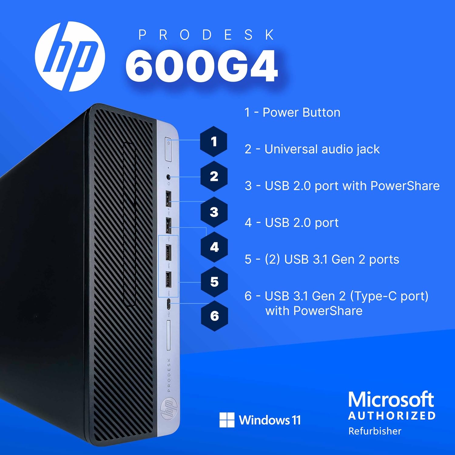 HP 600G4 Gaming Bundle | Intel Core i5-8500 | 16GB RAM | 500GB SSD | Windows 11 Pro | AX200 WiFi+Bluetooth | Periphio RGB Keyboard & Mouse | RGB Speakers | 2K Webcam | 24' New HD Monitor (Renewed)