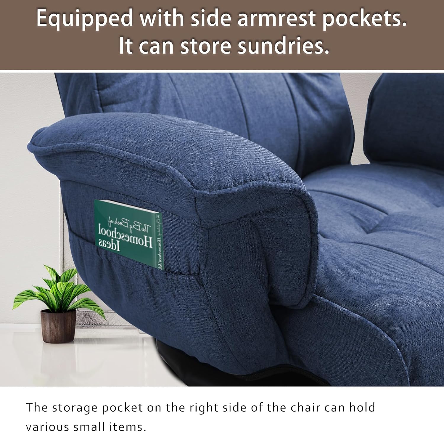 360 Degree Swivle Adjustable Floor Chair, Chaise Lounge Indoor, Folding Lazy Sofa with Armrests and Side Pocket Adults Gaming Chairs for Living Room, Bedroom Factory Price 201 (BL)