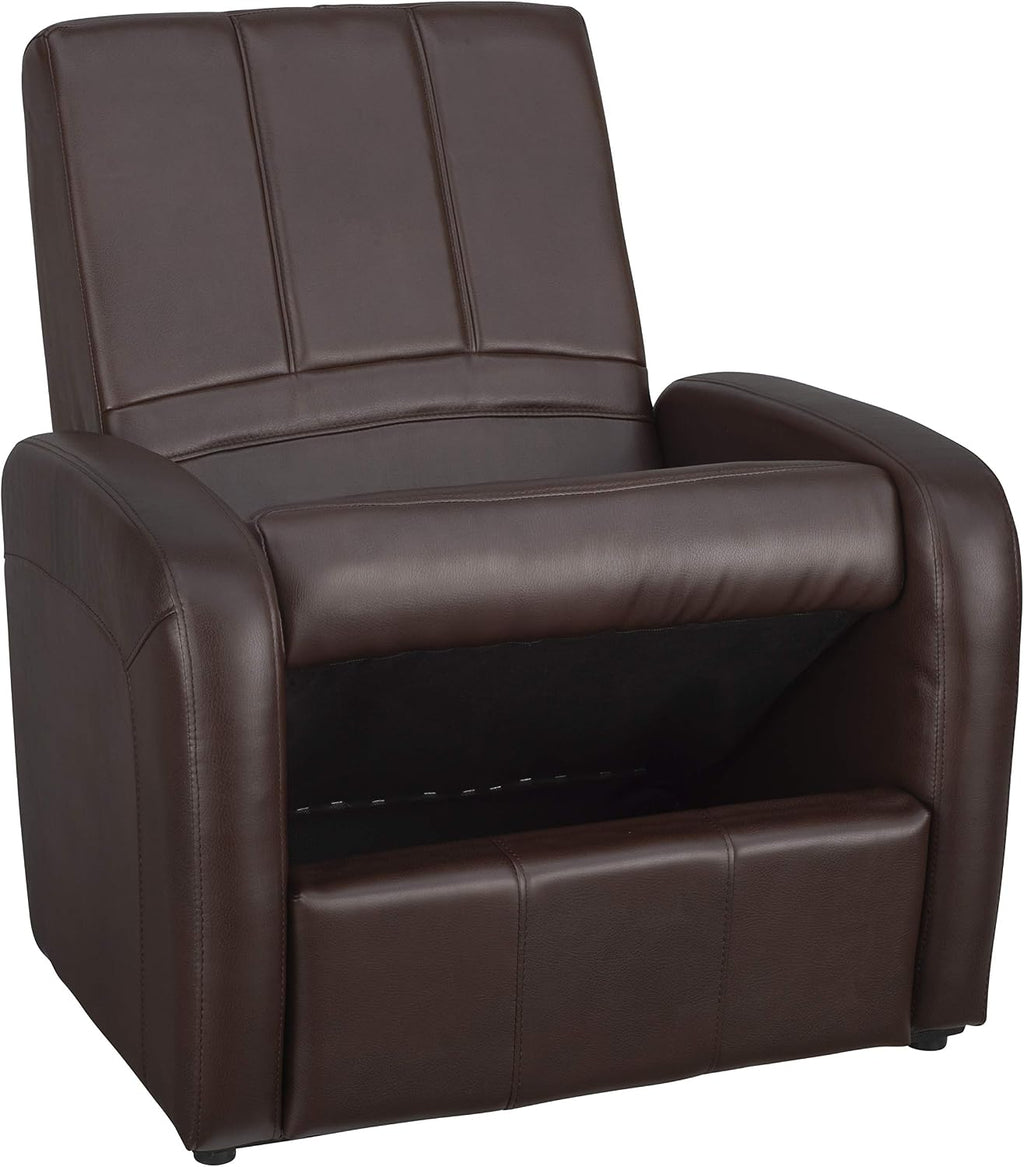 RecPro Charles RV Gaming Chair Ottoman Conversion | Built-in Storage | RV Furniture | Great for Teens | Mahogany