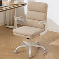 amseatec Office Chair Adjustable Desk Chair Mid Back Executive Comfortable Fabric Ergonomic Back Support Home Computer Chair with Padded Flip-up Armrest Swivel Wheels (Beige)