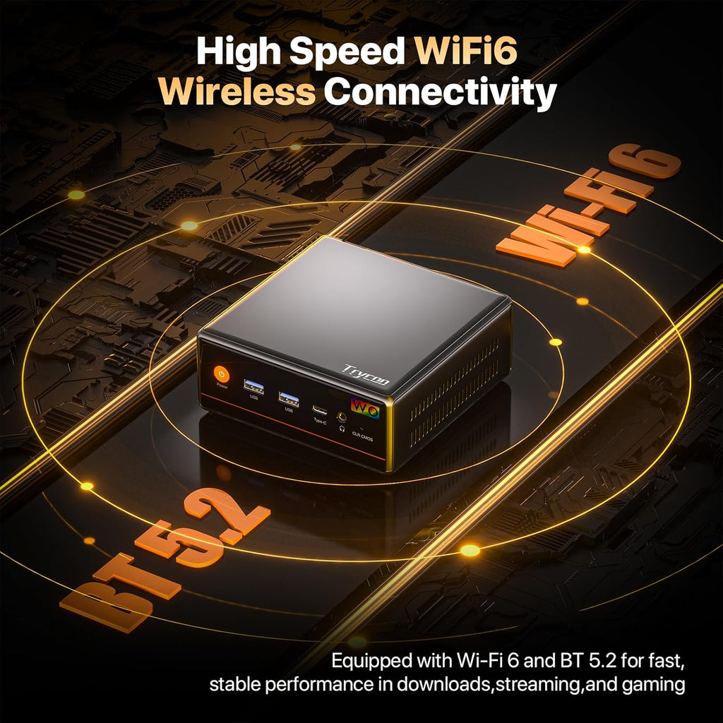 Trycoo 2026 Gaming Mini PC Ryzen 5 7640HS(Up to 5.0GHz) 32GB DDR5 RAM, 1T SSD - AMD Mini Desktop Computers with 4K Triple Display, USB4.0 & Dual LAN, Type-C, Micro PC Built-in WiFi6, BT5.2 for Gaming