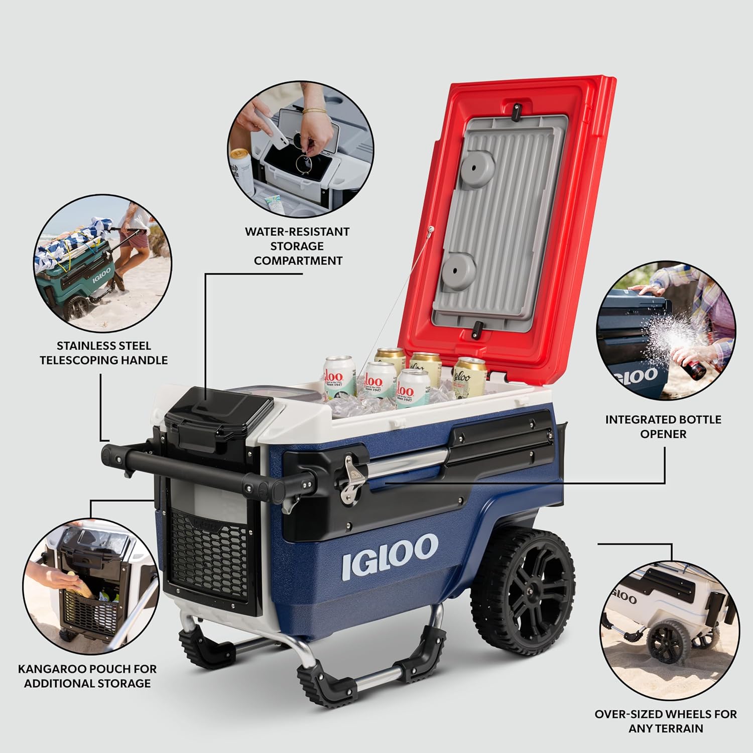 Igloo Trailmate Journey 70Qt Wheeled Cooler | Insulated Hard Shell Ice Chest