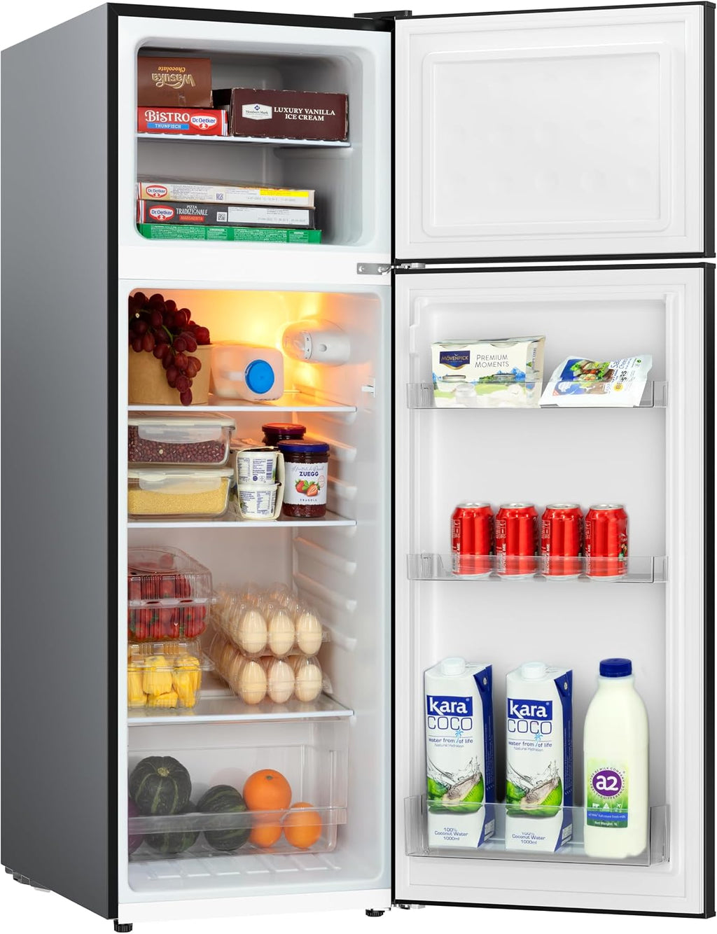 Frigidaire Retro Apartment Size Refrigerator with Top Freezer - 2 Door Fridge with 7.5 Cu Ft of Storage Capacity, Adjustable Spill-Proof Shelves, Door & Crisper Bins, Black