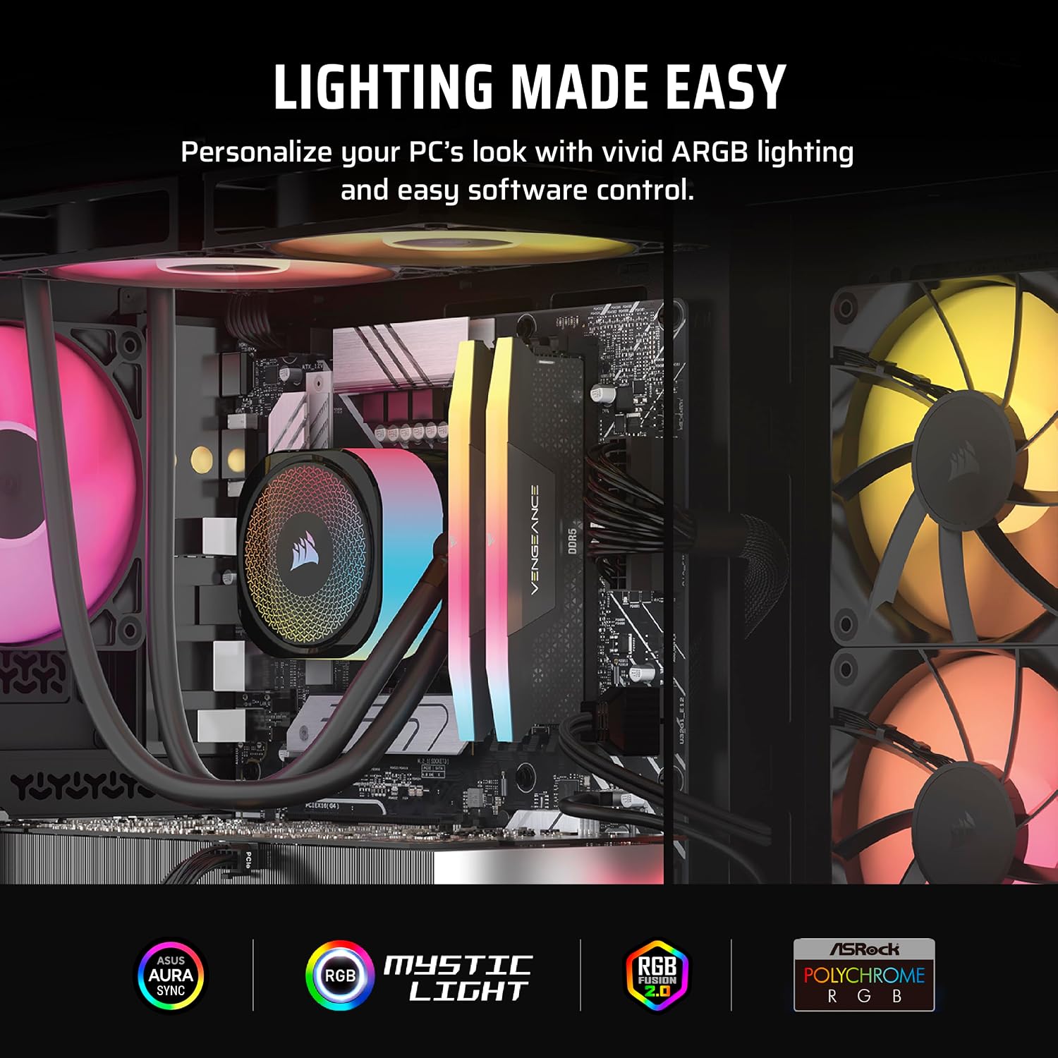 Corsair Vengeance a7400 Gaming PC – Liquid Cooled AMD Ryzen 7 7800X3D CPU – NVIDIA GeForce RTX 5080 GPU – 32GB Vengeance RGB DDR5 Memory – 2TB M.2 SSD – Black