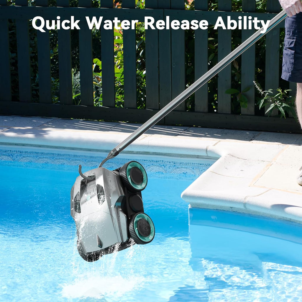 PoolMr Cordless Robotic Pool Cleaner-Pool Vacuum for In ground Pools with Wall Climbing-120 Mins Running Time, Smart Navigation, 20Gal/Mins Poweful Suction, for Most Pools up to 1,500 Sq.ft, Cyan