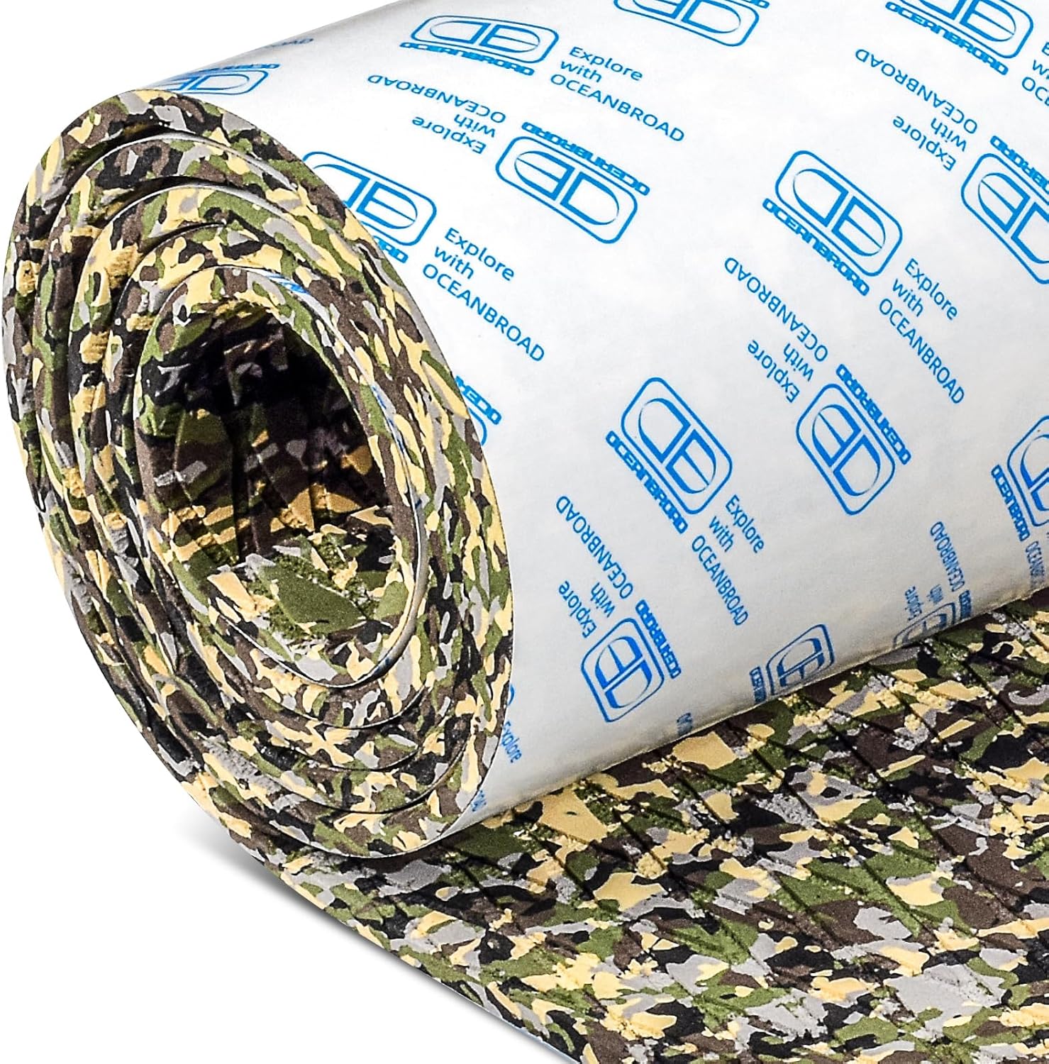 OCEANBROAD Self-Adhesive 96''x16''/23''/38''/47'' Camouflage Boat Flooring Non-Slip Marine Grip Pad EVA Foam Sheet for Jon Boat Surfboard SUP Board Kayak, Camo Black/Blue/Green/Brown/Yellow/Gray