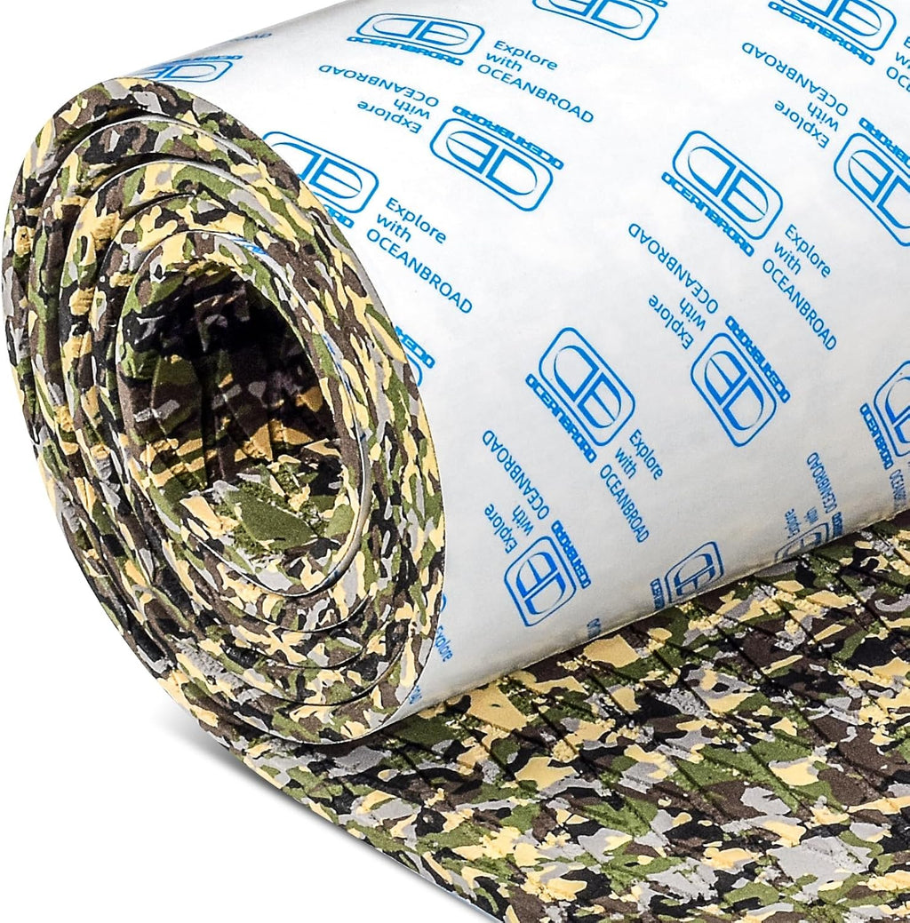 OCEANBROAD Self-Adhesive 96''x16''/23''/38''/47'' Camouflage Boat Flooring Non-Slip Marine Grip Pad EVA Foam Sheet for Jon Boat Surfboard SUP Board Kayak, Camo Black/Blue/Green/Brown/Yellow/Gray