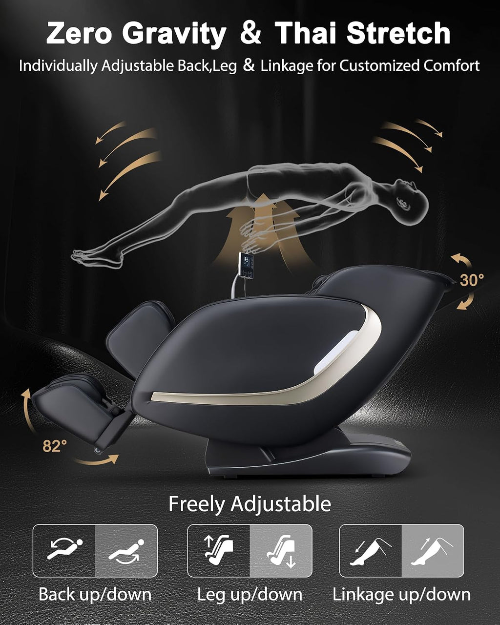 EASPEARL Massage Chair Full Body,53.15in SL-Track,Zero Gravity Massage Chair with Heat, Auto Footrest,OTA Upgraded 24 Auto Modes,LCD Screen,36 Airbags, Bluetooth&APP Control, Shiatsu&Thai Stretch