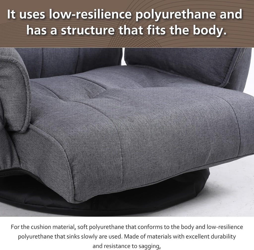 360 Degree Swivle Adjustable Floor Chair, Chaise Lounge Indoor, Folding Lazy Sofa with Armrests and Side Pocket Adults Gaming Chairs for Living Room, Bedroom Factory Price 201 (GR)