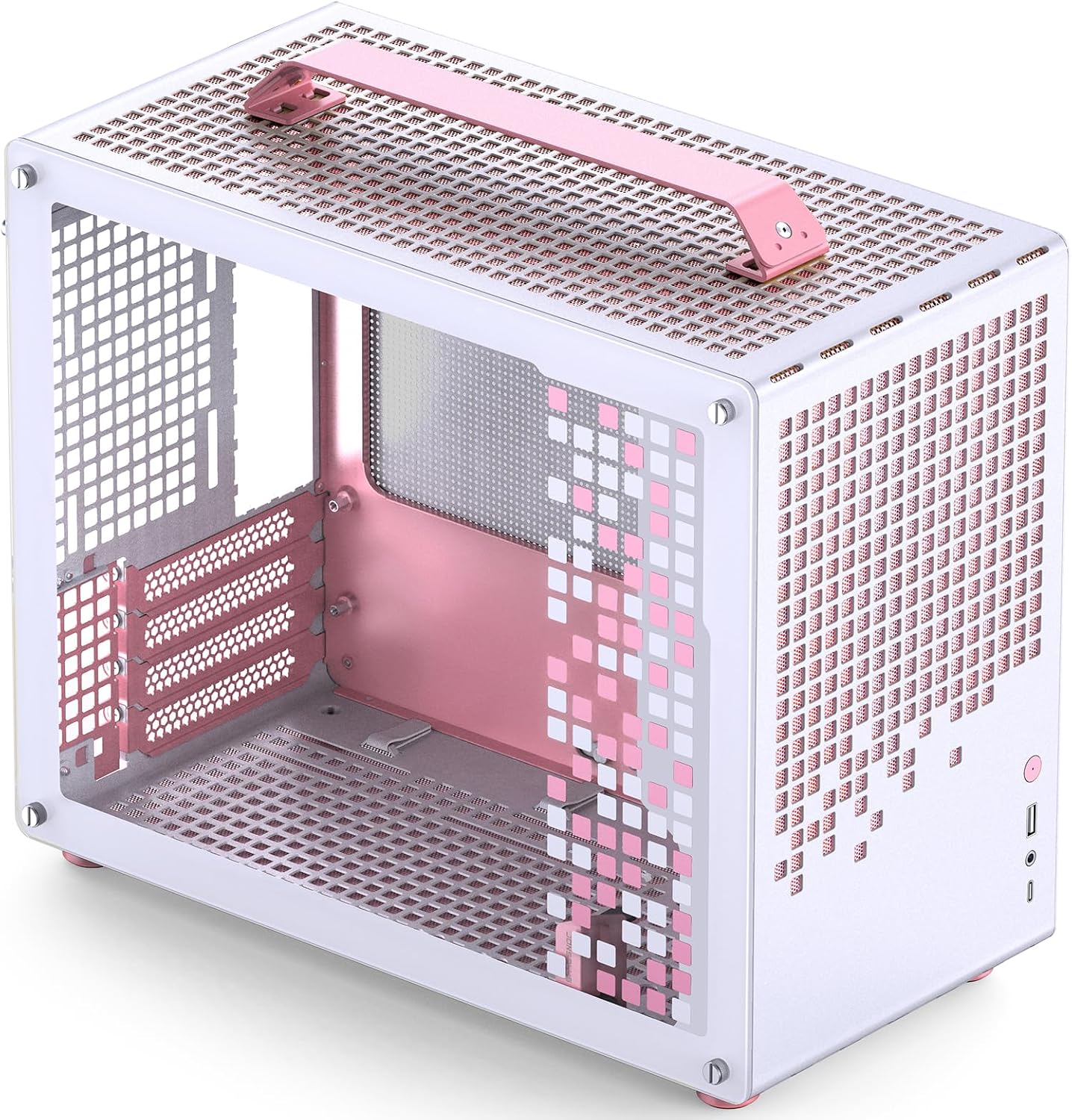 JONSBO/JONSPLUS Z20 Pink/White Micro-ATX Mini Tower Pc Case,with Detachable Carrying Handle, Mini Size, High-Performance Hardware Compatible, Support 240AIO, H160mm Cooler