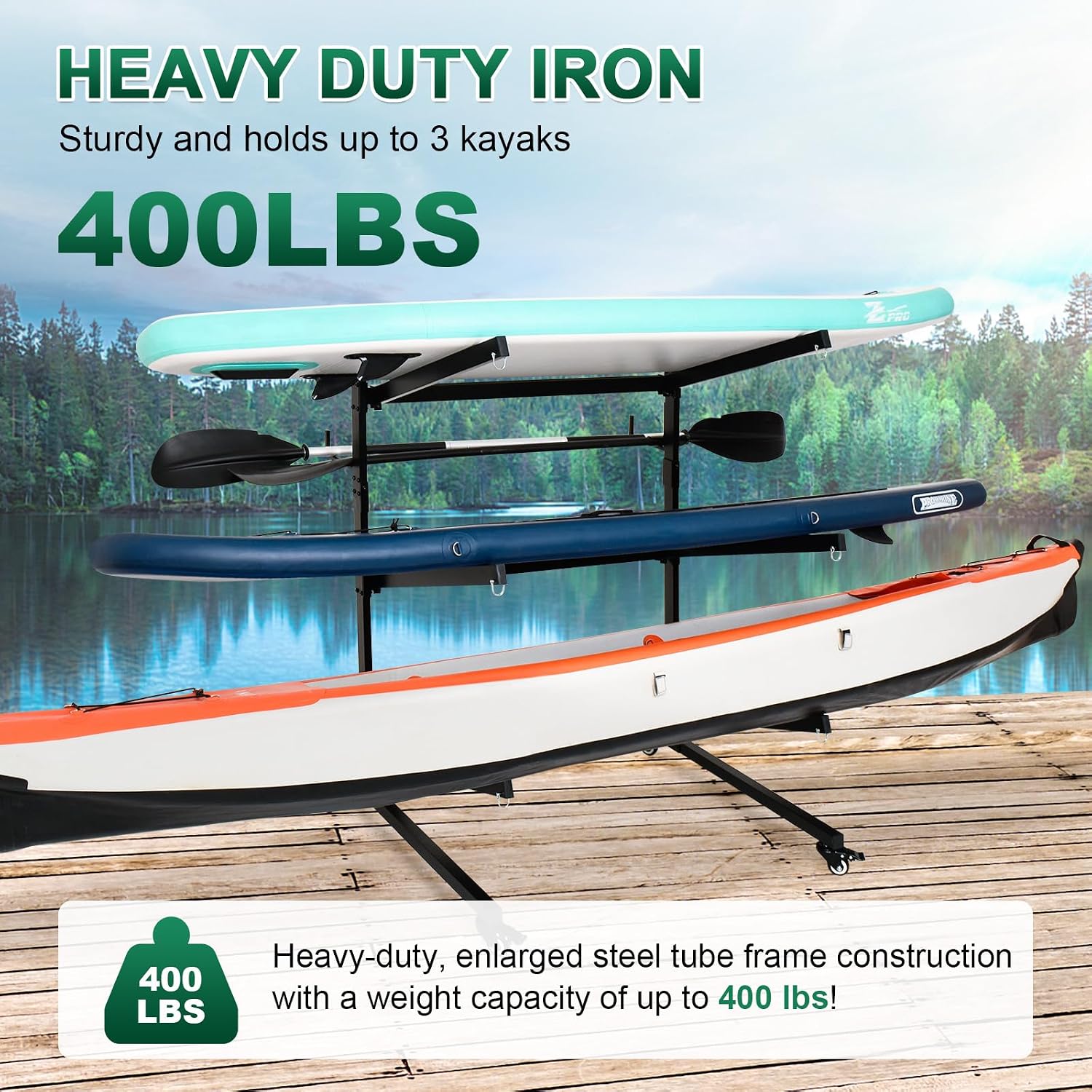 Kayak Storage Rack with Lockable casters,Thickened Heavy Duty Kayak Stand, for Indoor, Outdoor, Garage, shed, Marina Kayak Storage Racks