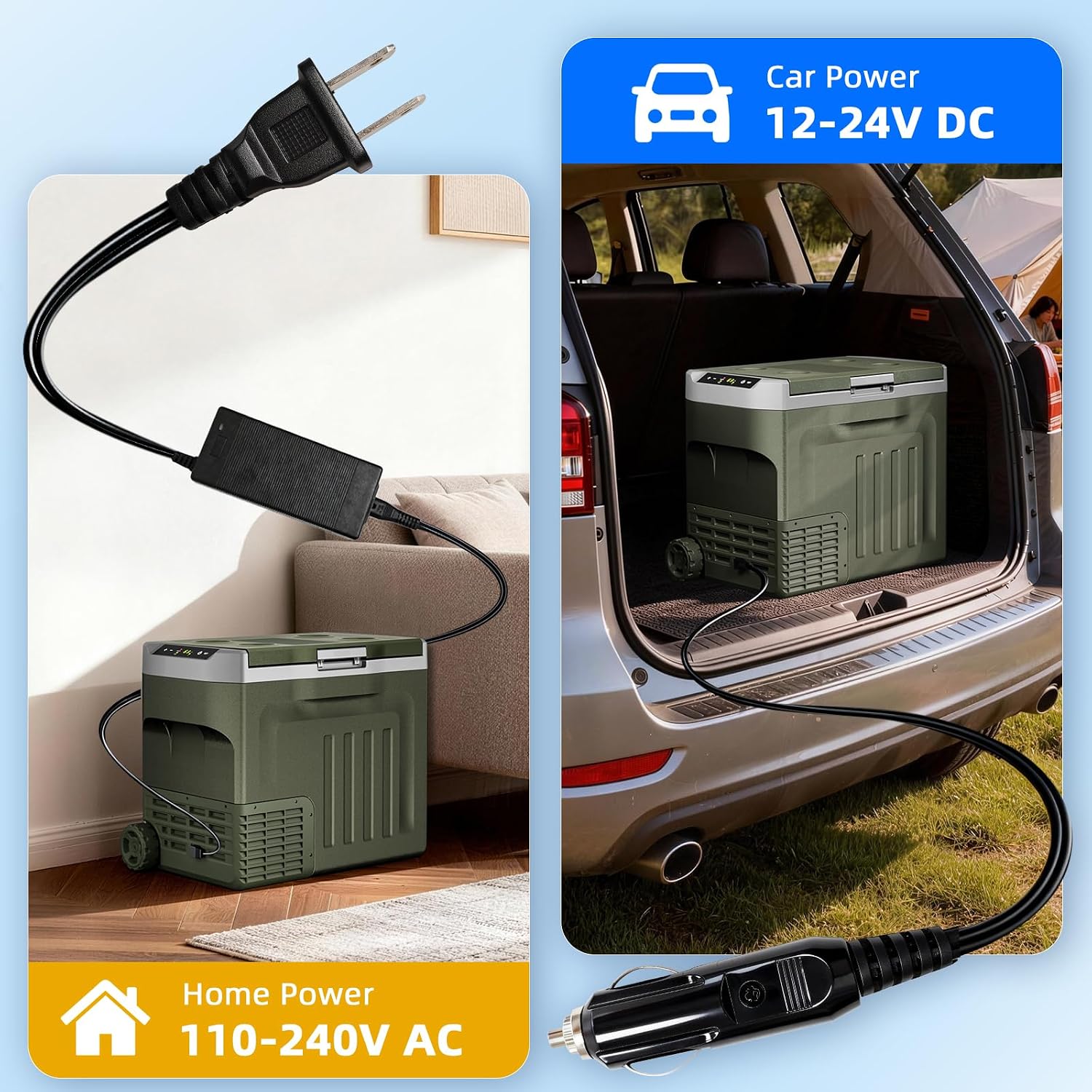 Antarctic Star 12 Volt Refrigerator 42QT(40L) Compressor Electric Cooler, Car Fridge -4℉~68℉, Portable Freezer 12V/24V DC 100-240V AC, 12V Cooler with Wheels & Handle for Travel,Camping,Truck, Green