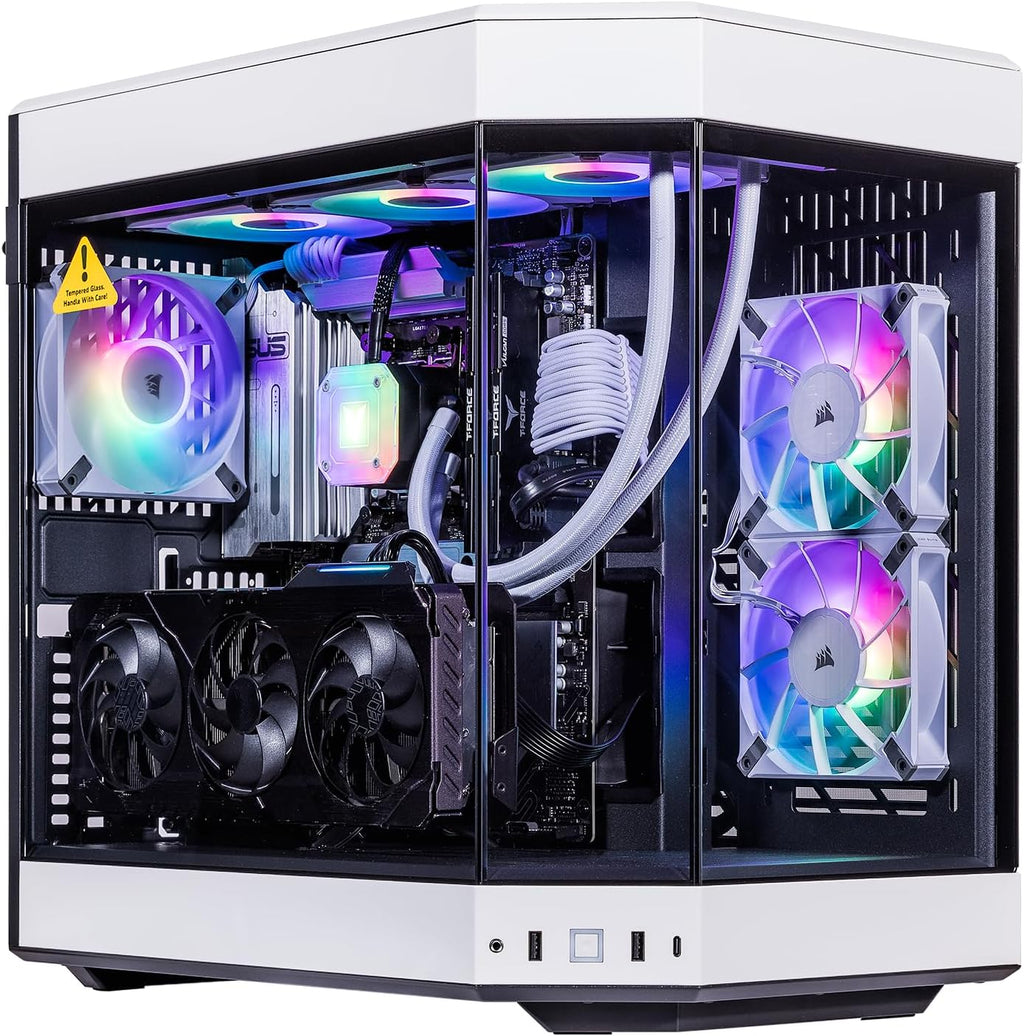 Velztorm White Praetix 3D Custom Built Y60 Gaming Desktop PC (GeForce RTX 5080 16GB (>4090), Liquid Cooled AMD Ryzen 7 9800X3D, 32GB DDR5, 2TB PCIe SSD, 1000W PSU, WiFi 7, Win 11 Pro)