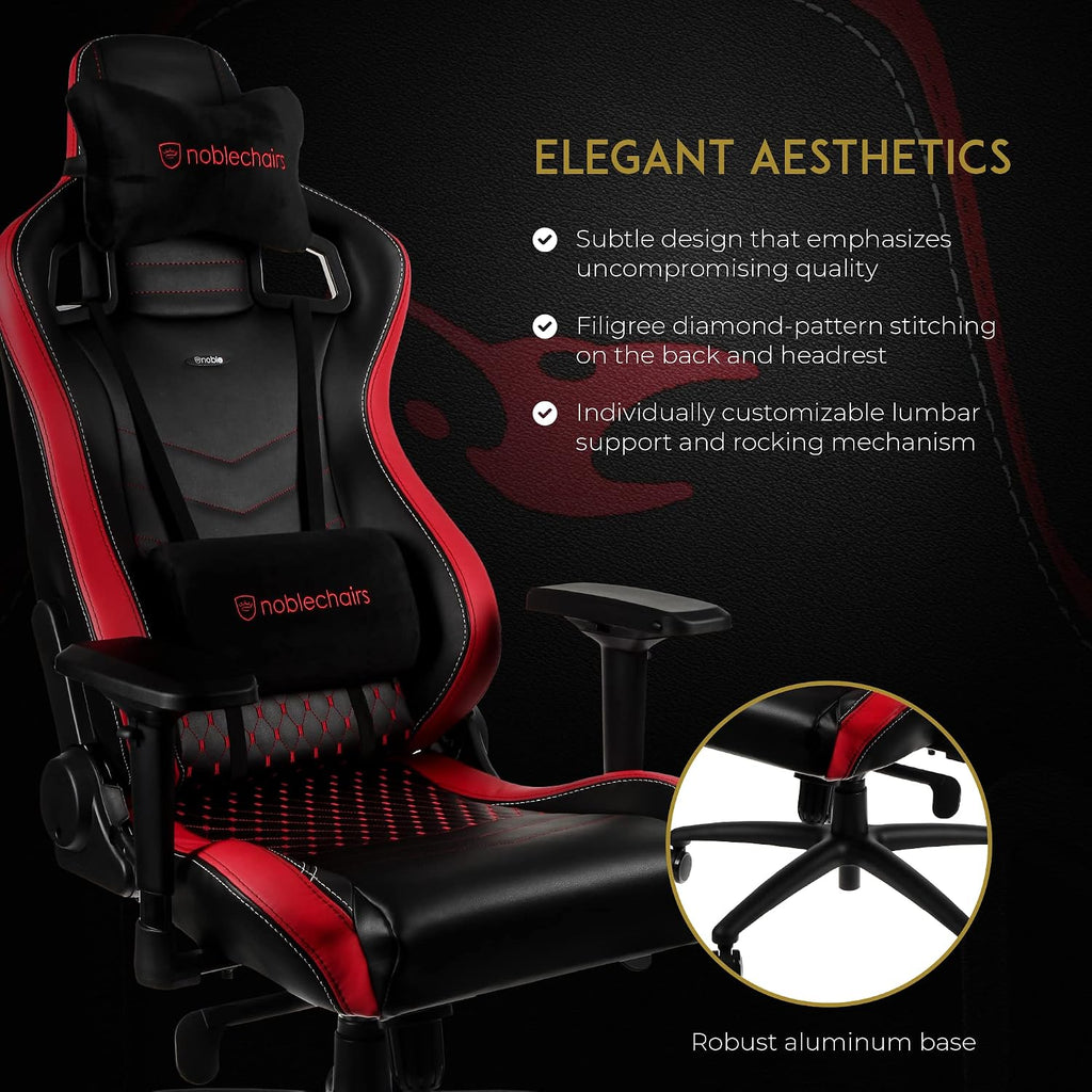 noblechairs Epic Reclining Gaming Chair and Reclining Office Chair, PU Faux Leather, Mousesports Edition, Black/Red
