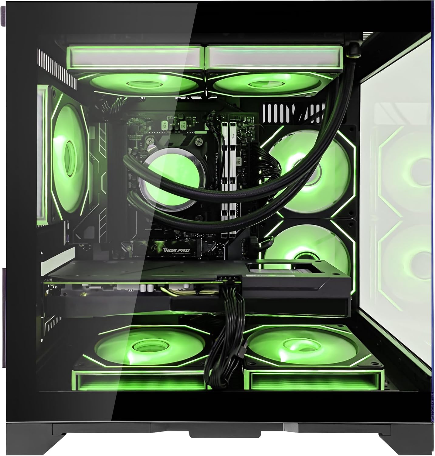 Panorama Gaming PC Desktop AMD Ryzen 7 7800X3D 4.2 GHz, Radeon RX 9060 XT 16GB, 16GB DDR5 RAM 6000MHz,1TB PCIe SSD, WiFi&BT Prebuilt PC 650W PSU,Liquid Cooler,Windows 11,Black